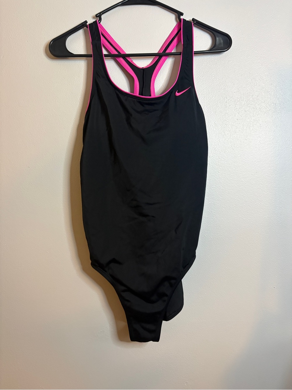 Nike Black One-Piece Swimsuit with Hot Pink Trim